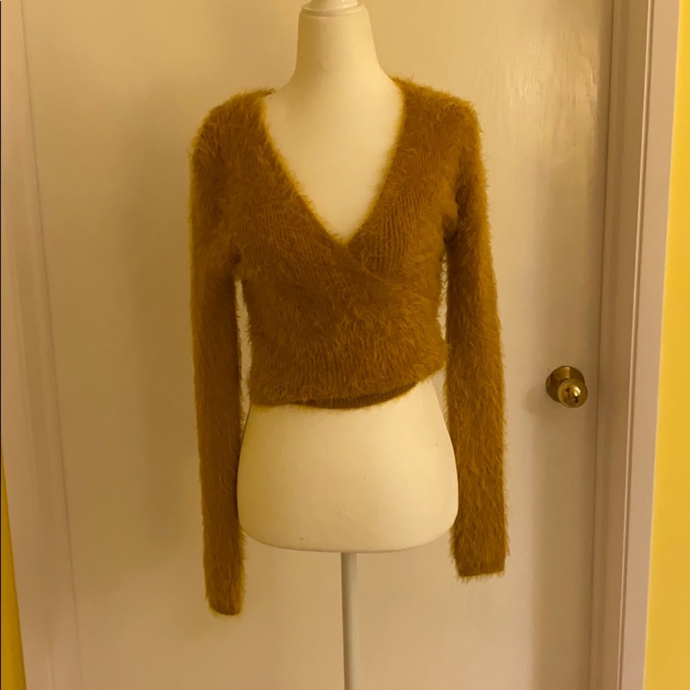 Wrap around crop top sweater